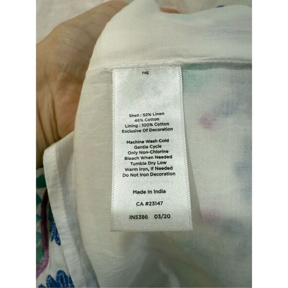 Talbots FLORAL EMBROIDERY LINEN SHIFT DRESS sz 10 - Picture 7 of 11